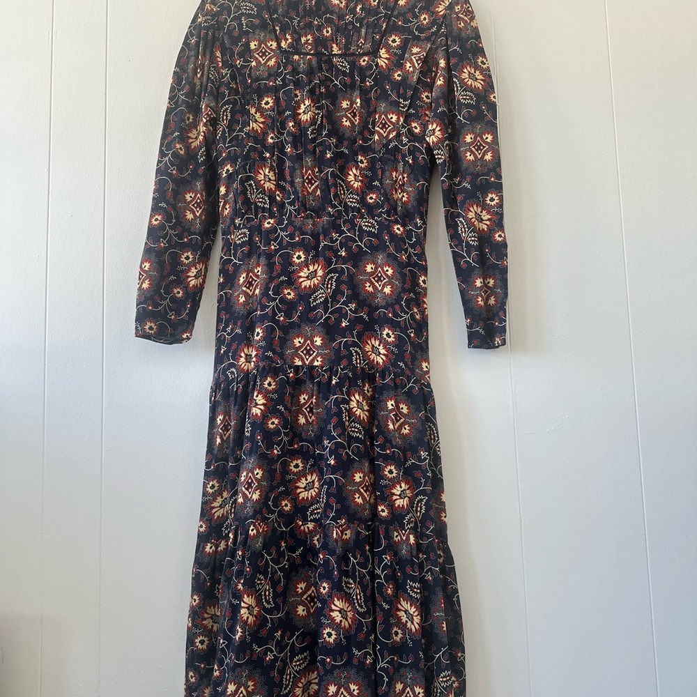 Sea New York Robina 3/4 Sleeve Maxi Long Dress Navy Floral Cottagecore Tassel - Picture 11 of 13